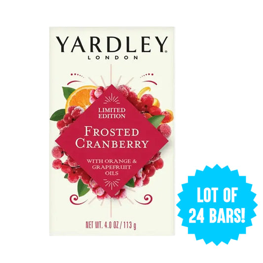 24 Pack - Yardley London Limited Edition Frosted Cranberry Moisturizing Bath Bar 4oz Wholesale Bundle Yardley