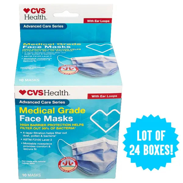 24 Pack - CVS Health Advanced Care Medical Grade Face Masks 10 Count Each CVS