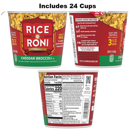 24 Pack - Rice-A-Roni Cups Cheddar Broccoli Individual Cup 2.25oz