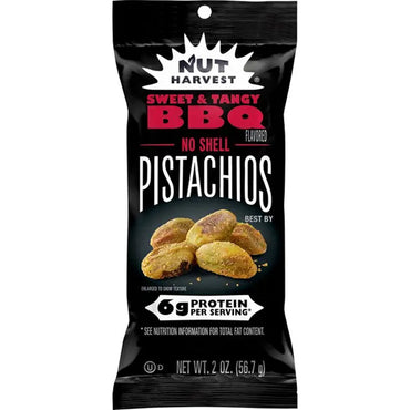 24 Pack - Nut Harvest No Shell Pistachios Sweet & Tangy BBQ Flavored 2oz