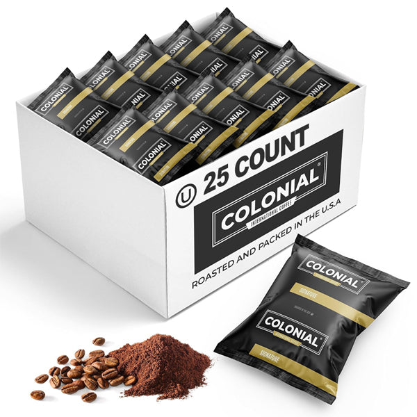 25 Pack - Colonial Coffee Ground Frac Packs Breakfast Blend Medium Roast 2.5oz Colonial Coffee