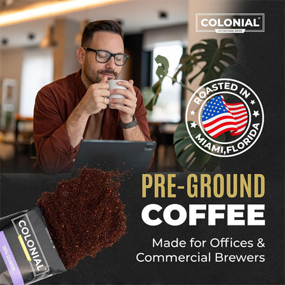 25 Pack - Colonial Coffee Ground Frac Packs Breakfast Blend Medium Roast 2.5oz Colonial Coffee