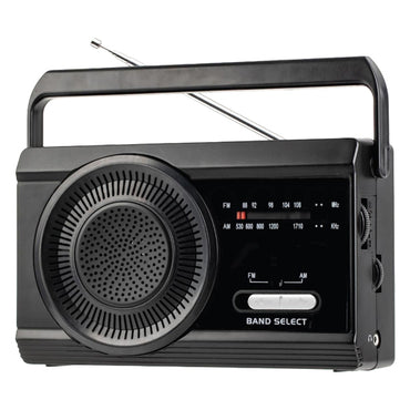 Vivitar Portable AM/FM Radio with Collapsible Antenna and Carry Handle - Black