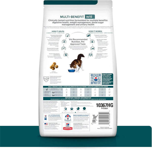 Hill's Prescription Diet w/d Multi-Benefit Dry Cat Food 8.5 Pound Bag Hill's Science Diet