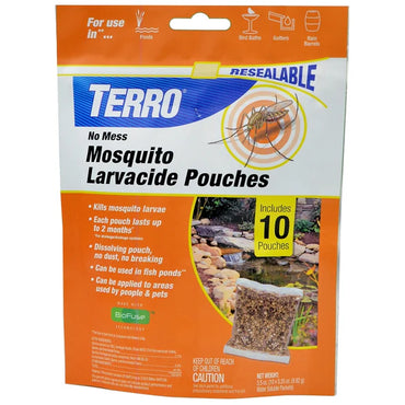 2 Pack - TERRO No Mess Mosquito Larvacide Pouches 10 Pouches Included T1210-10 Deal Society