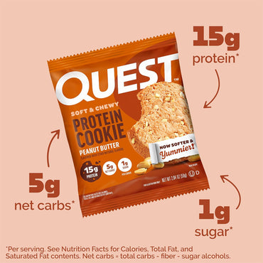 Quest Nutrition Peanut Butter Protein Cookie 15g Protein 12 Count