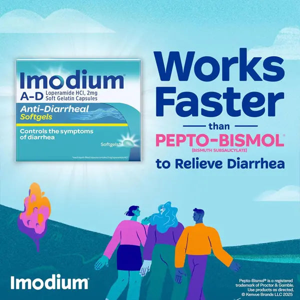 2 Pack - Imodium A-D Fast-Acting Anti-Diarrheal Softgels 24 Count Each Imodium