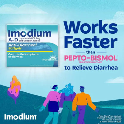 2 Pack - Imodium A-D Fast-Acting Anti-Diarrheal Softgels 24 Count Each Imodium