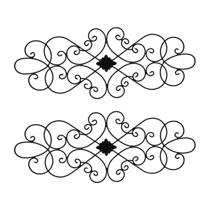 2 Pack - Wrought Iron Wall Art Decor for Living Room and Bedroom Medallion 32" x 12"
