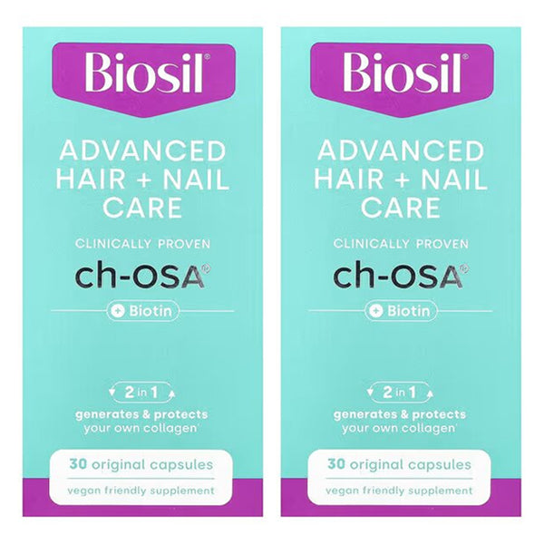 2 Pack - BioSil Advanced Hair + Nail Care ch-OSA with Biotin 30 Count Each