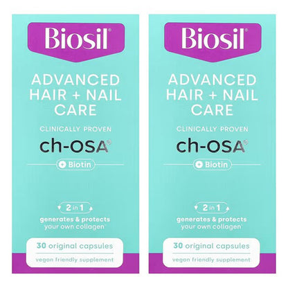 2 Pack - BioSil Advanced Hair + Nail Care ch-OSA with Biotin 30 Count Each