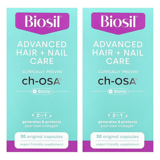 2 Pack - BioSil Advanced Hair + Nail Care ch-OSA with Biotin 30 Count Each
