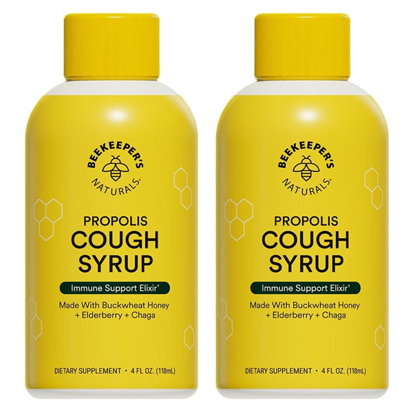 2 Pack - Beekeeper's Naturals Propolis Honey Cough Syrup Daytime for Adults 4oz Beekeeper's Naturals