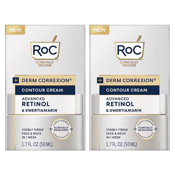 2 Pack - RoC Derm Correxion Contour Retinol Cream for Face and Neck 1.7oz RoC