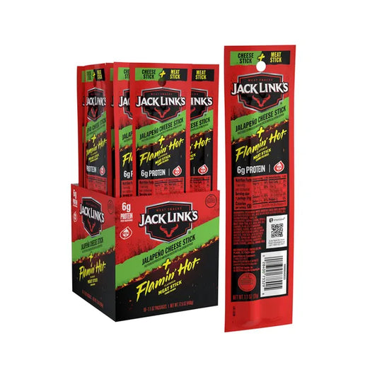 2 Pack - Jack Link's Flamin' Hot Flavored Meat & Jalapeno Cheese Sticks 16 Count Each