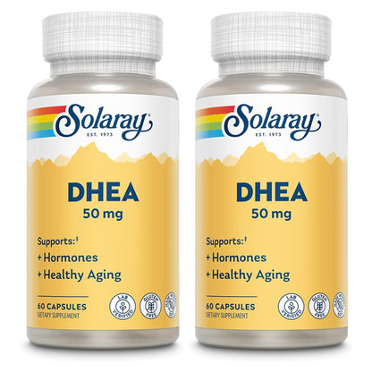 2 Pack - Solaray DHEA Supplement for Women and Men 60 Capsules