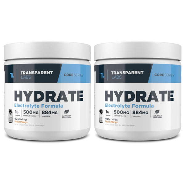 2 Pack - Transparent Labs Hydrate Electrolyte Formula Peach Mango 40 Servings
