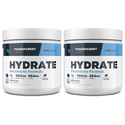 2 Pack - Transparent Labs Hydrate Electrolyte Formula Peach Mango 40 Servings