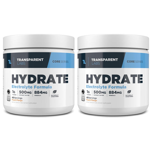 2 Pack - Transparent Labs Hydrate Electrolyte Formula Peach Mango 40 Servings
