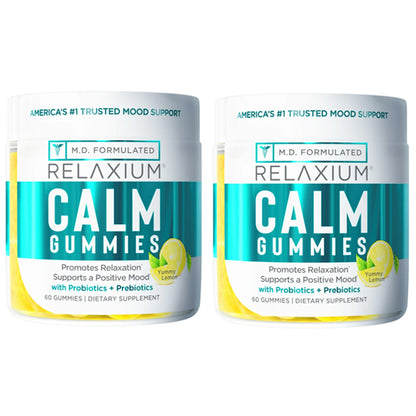 2 Pack - Relaxium Calm Gummies with Probiotics + Prebiotics Lemon 60 Count