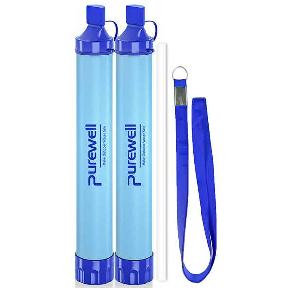 2 Pack - Purewell Outdoor Water Filter Personal Water Filtration Straw Purewell