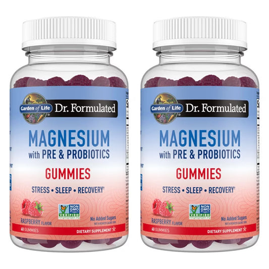 2 Pack - Garden of Life Magnesium Citrate Supplement Raspberry Gummies 60 Count