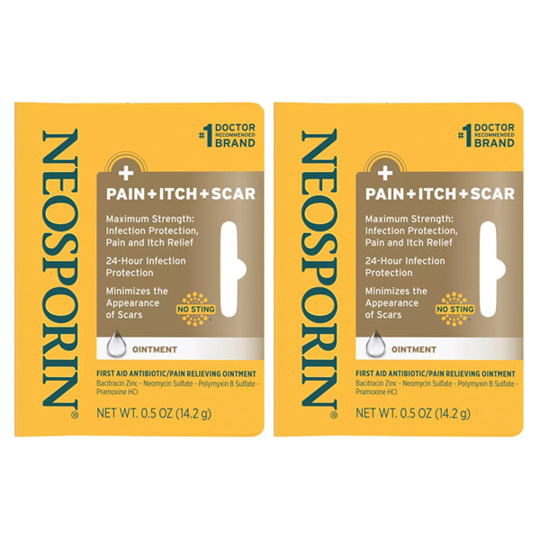 2 Pack - Neosporin First Aid Antibiotic Pain + Itch + Scar Ointment 0.5oz