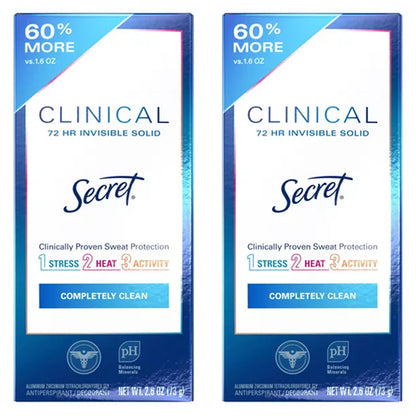 2 Pack - Secret Clinical Antiperspirant for Women Completely Clean Scent 2.6oz