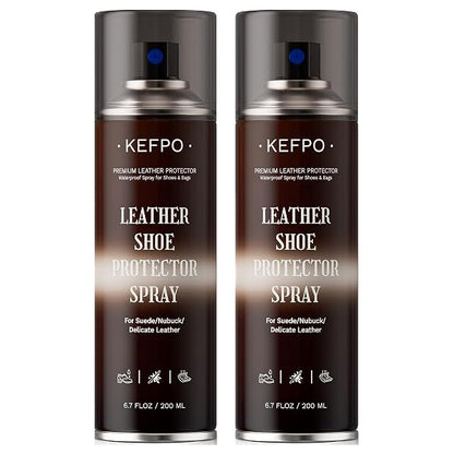 2 Pack - Kefpo Leather Protector Spray for Shoes Daily Protection for Dress Shoes 6.7oz KEFPO