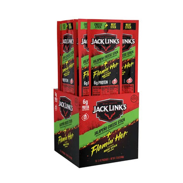 2 Pack - Jack Link's Flamin' Hot Flavored Meat & Jalapeno Cheese Sticks 16 Count Each