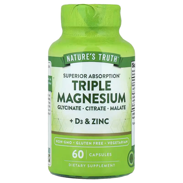 2 Pack - Nature's Truth, Triple Magnesium + D3 & Zinc, 60 Capsules Each Nature's Truth