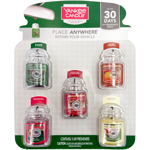 Yankee Candle Car Jar Multipack Air Freshener Holiday Scents 5 Count