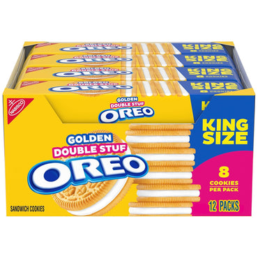 2 Pack - OREO Double Stuf Golden Sandwich Cookies King Size 12 Snack Packs