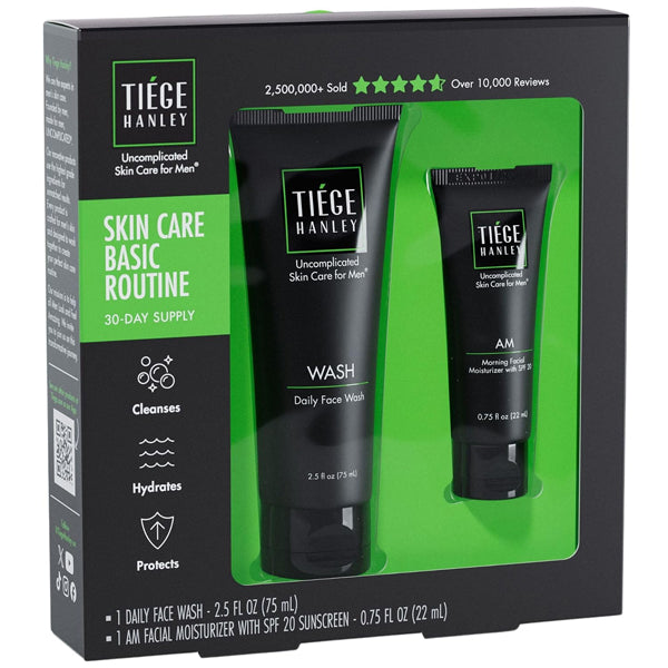 2 Pack - Tiege Hanley Basic Men's Facial Skin Care Set 30-Day 2 Piece Kit Tiege Hanley