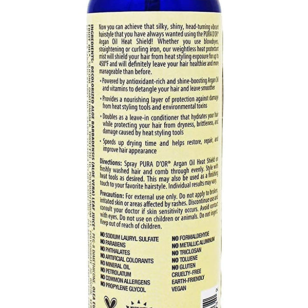 2 Pack - PURA D'OR Argan Oil Heat Shield Protectant Spray 8oz
