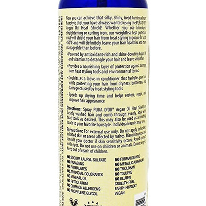 2 Pack - PURA D'OR Argan Oil Heat Shield Protectant Spray 8oz