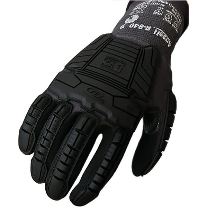 6 Pairs - Ansell Unisex Ringer R-840 Black Impact Gloves Pair Size 9 (M)