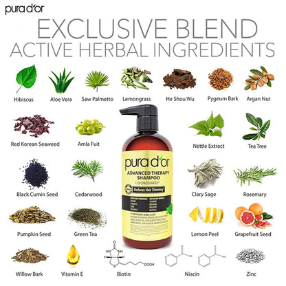 PURA D'OR Advanced Therapy Biotin Shampoo & Conditioner Hair Care Set 24oz