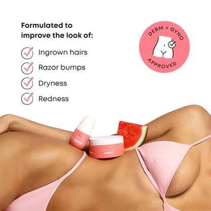 Bushbalm 2-Step Ingrown Hair Routine - Watermelon Sugar Oil & Body Scrub Bushbalm