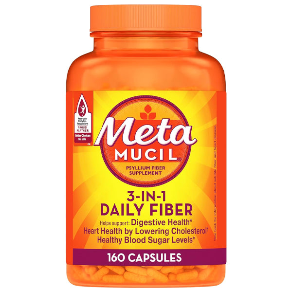 2 Pack - Metamucil 3-in-1 Psyllium Husk Fiber Supplement 160 Count Each