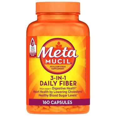 2 Pack - Metamucil 3-in-1 Psyllium Husk Fiber Supplement 160 Count Each