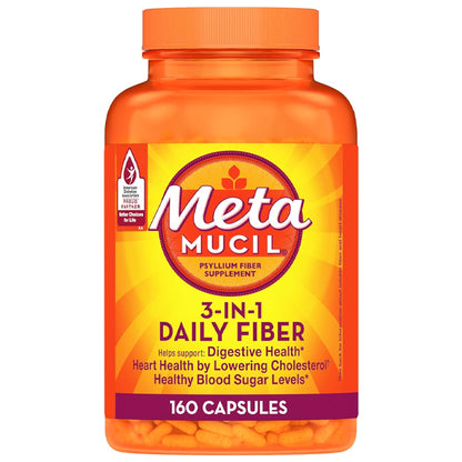 2 Pack - Metamucil 3-in-1 Psyllium Husk Fiber Supplement 160 Count Each