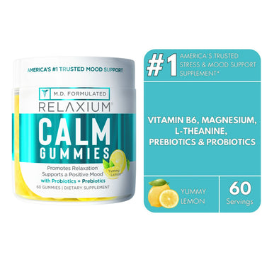 2 Pack - Relaxium Calm Gummies with Probiotics + Prebiotics Lemon 60 Count