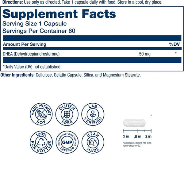 2 Pack - Solaray DHEA Supplement for Women and Men 60 Capsules