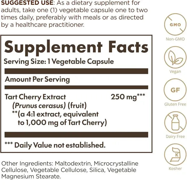 2 Pack - Solgar Tart Cherry Extract 1000mg Non-GMO 90 Vegan Capsules Solgar