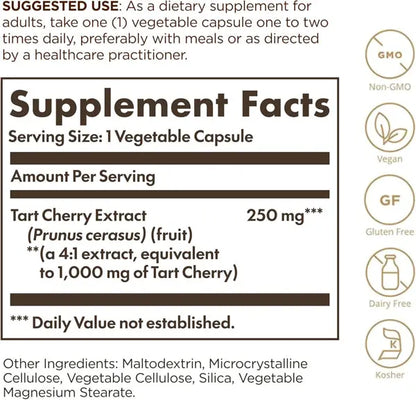 2 Pack - Solgar Tart Cherry Extract 1000mg Non-GMO 90 Vegan Capsules Solgar