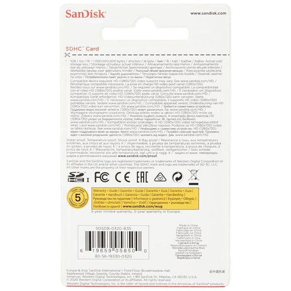 2 Pack - SanDisk 32GB SDHC Flash Memory Card SDSDB-032G-B35