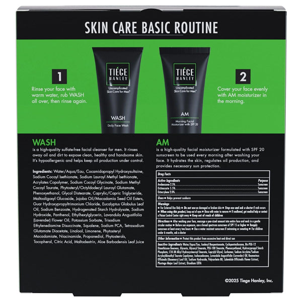 2 Pack - Tiege Hanley Basic Men's Facial Skin Care Set 30-Day 2 Piece Kit Tiege Hanley