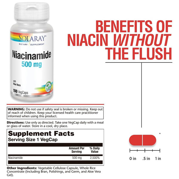 2 Pack - Solaray Niacinamide 500mg Vitamin B-3 100 VegCaps