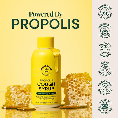 2 Pack - Beekeeper's Naturals Propolis Honey Cough Syrup Daytime for Adults 4oz Beekeeper's Naturals
